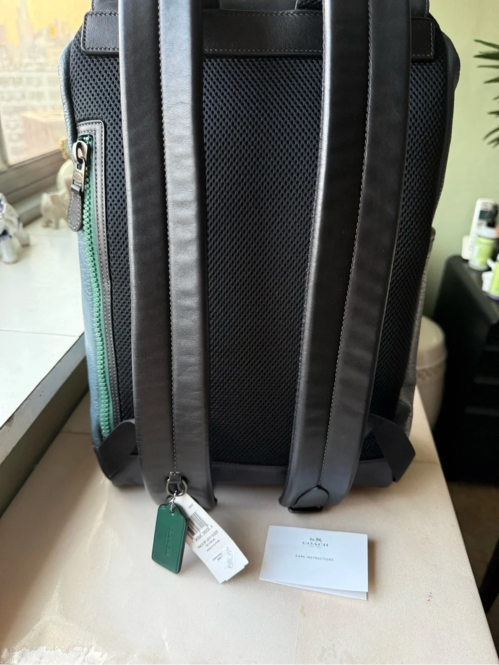 Coach Two-Tone Black and Teal Leather Backpack